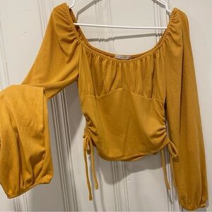 Longsleeve blouse crop drawstring